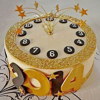Торт на новый год Золотые часы